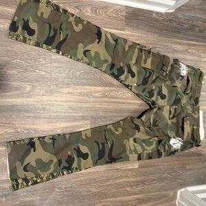MNML Green and Brown Cargo Pants with Camouflage Design